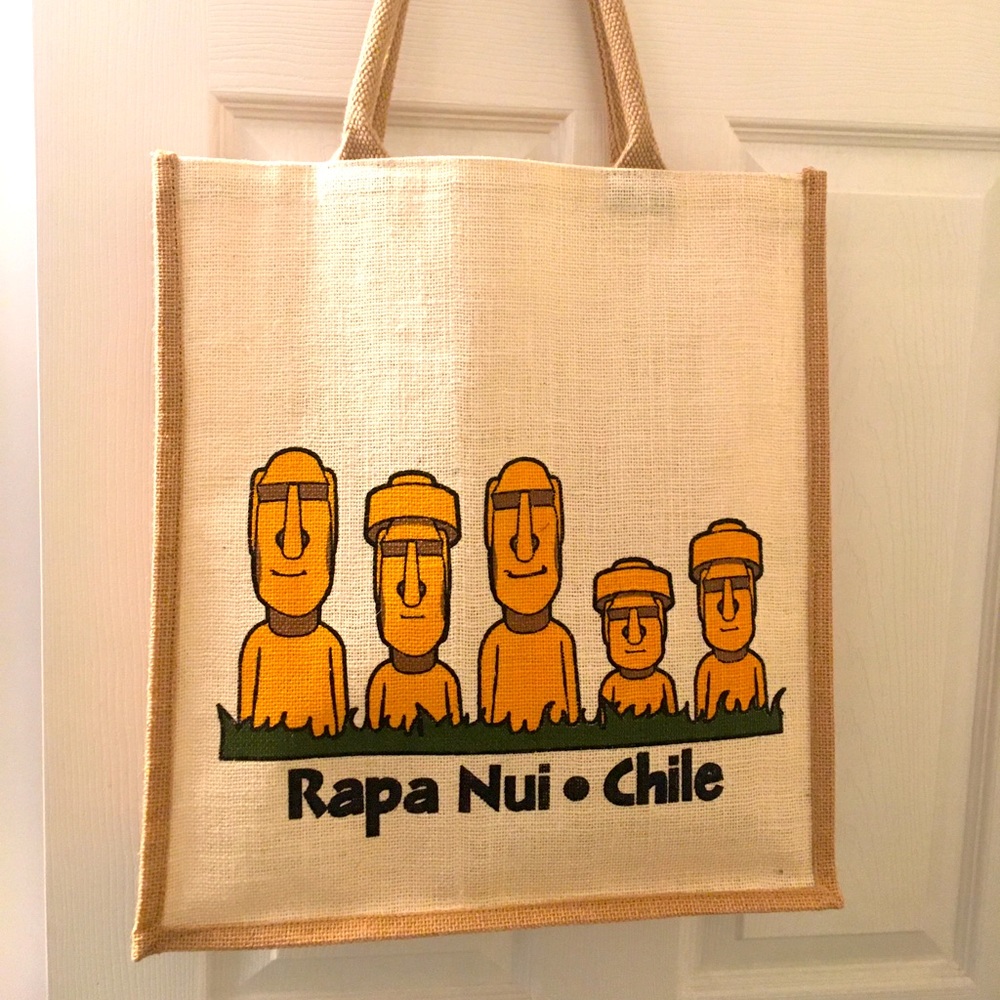 🗿🗿NWOT Chile Rapa Nui (Easter Island) souvenir BurlapTote